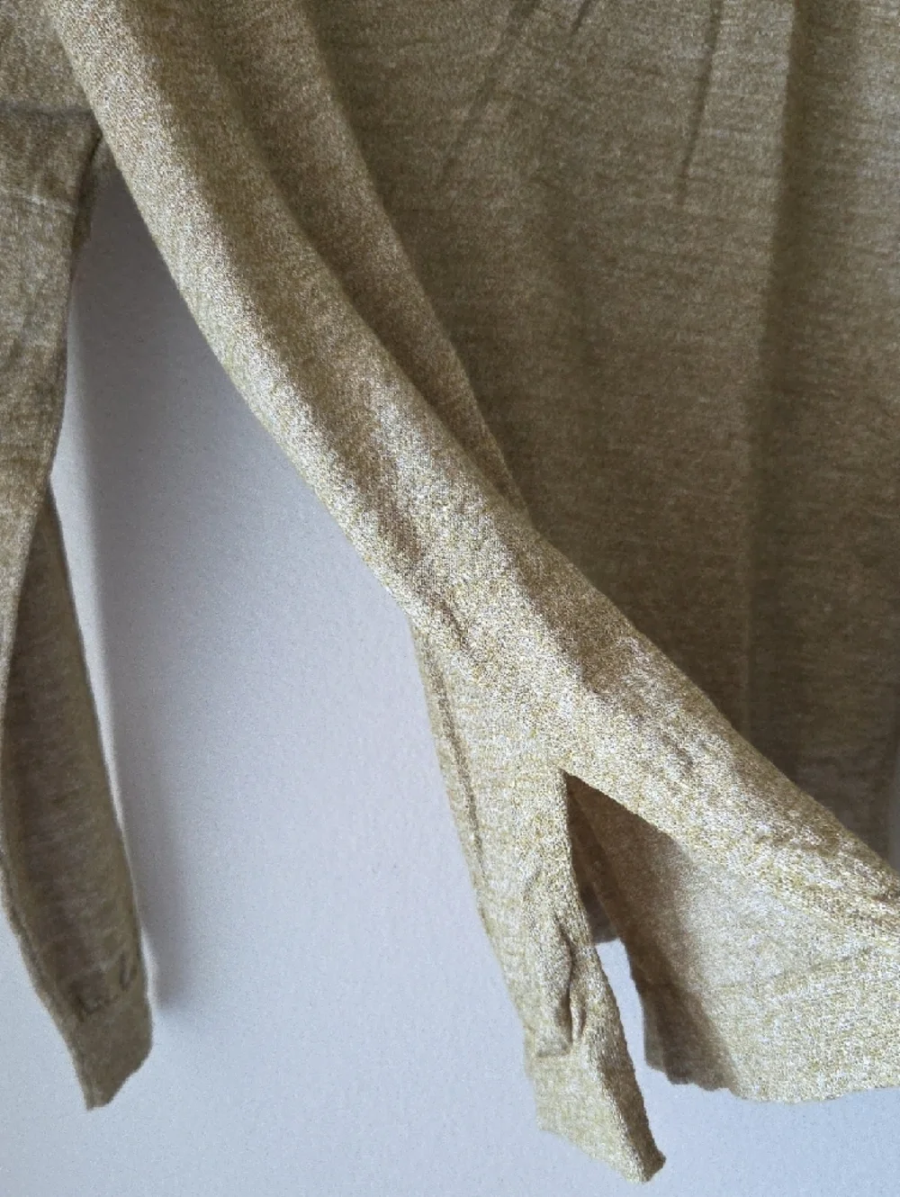 J. Crew Merino Wool Linen Blend V-Neck Sweater Light Tan Green Heathered Sz M - Picture 6 of 12